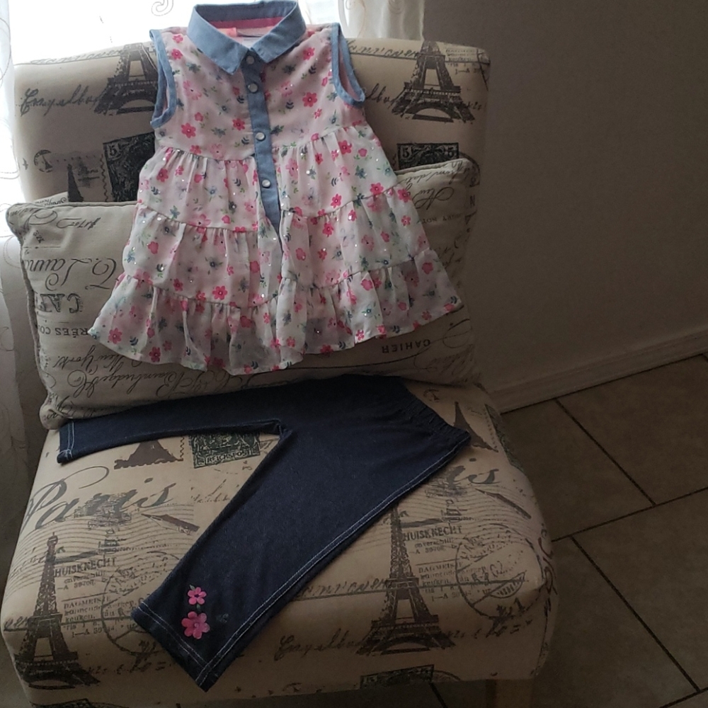 Little girl cropped jegging floral set